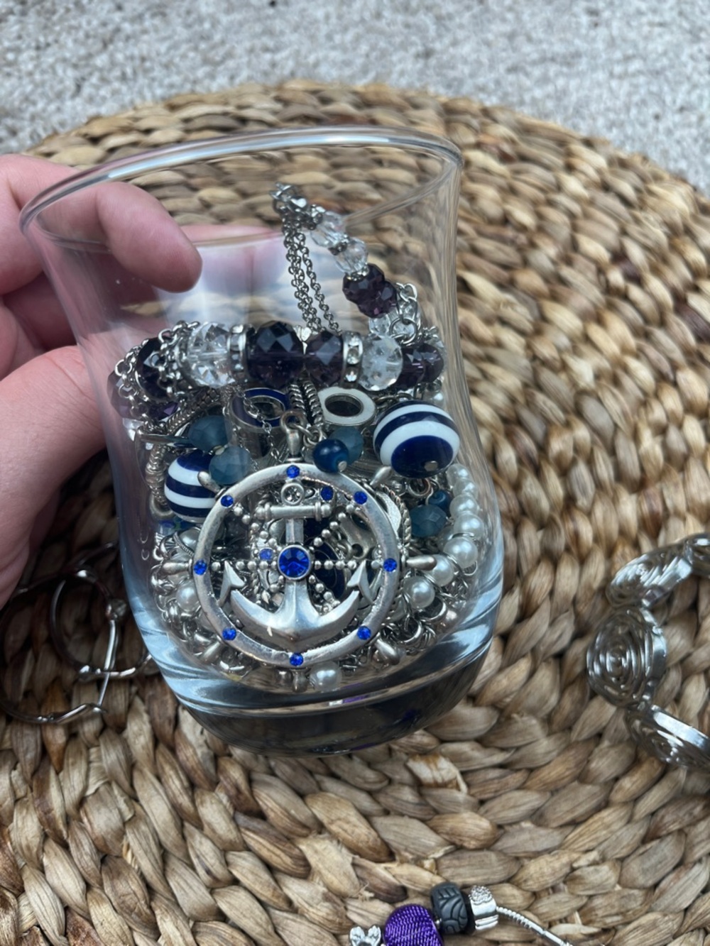 Silver-Tone Jewelry Jar* Necklaces, Bracelets, Rings And Earrings - Picture 4 of 5